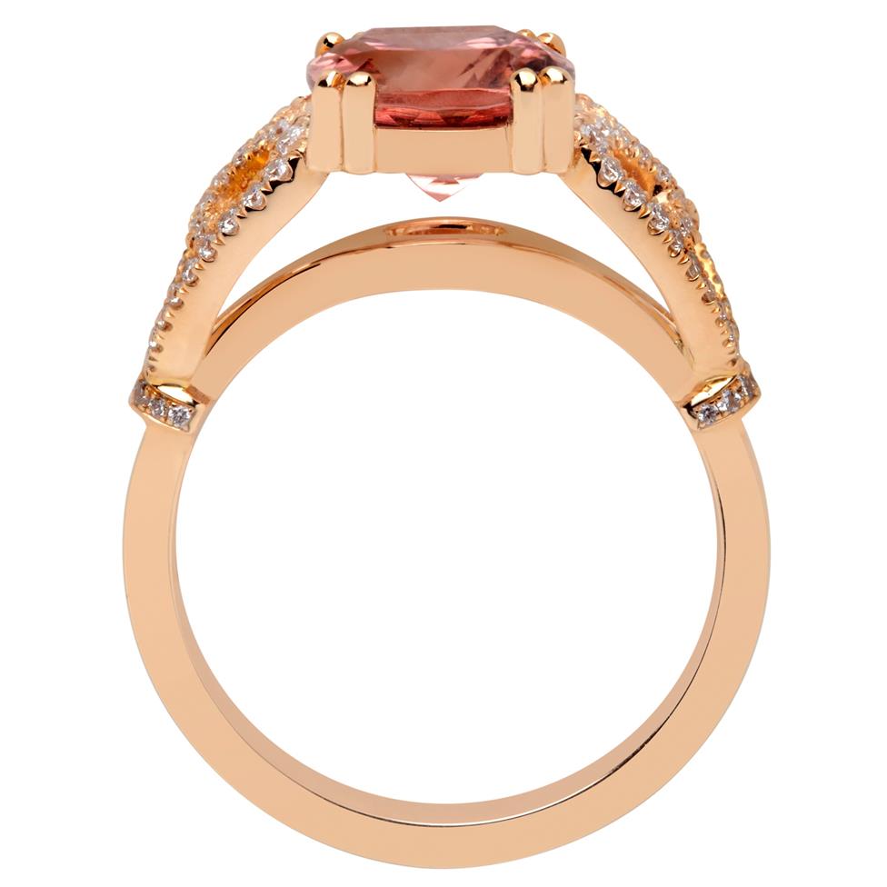 18ct Rose Gold Peach Tourmaline and Diamond Cocktail Ring Thumbnail Image 1