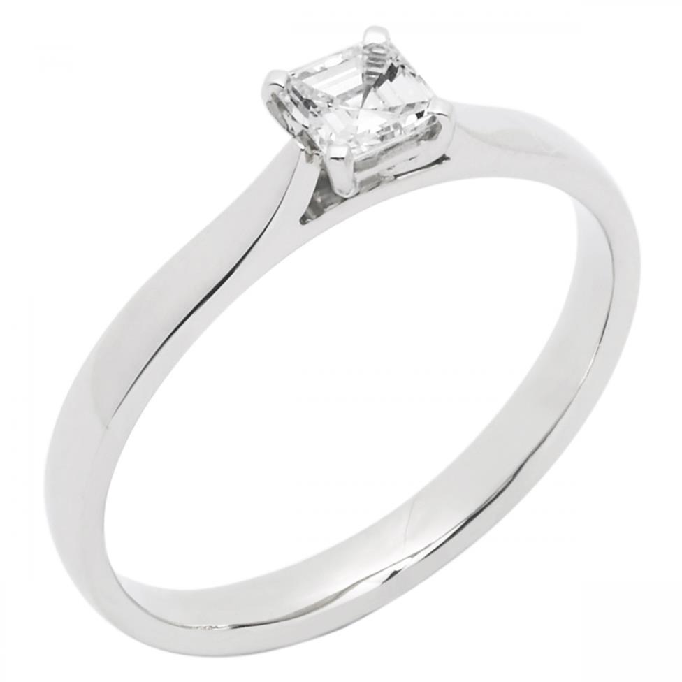 Platinum Asscher Cut 0.35ct Diamond Solitaire Ring Thumbnail Image 0
