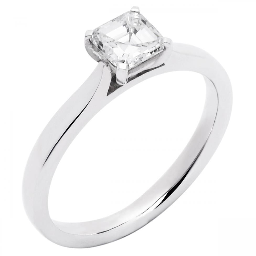 Platinum 0.70ct Asscher Cut Diamond Solitaire Ring Thumbnail Image 0