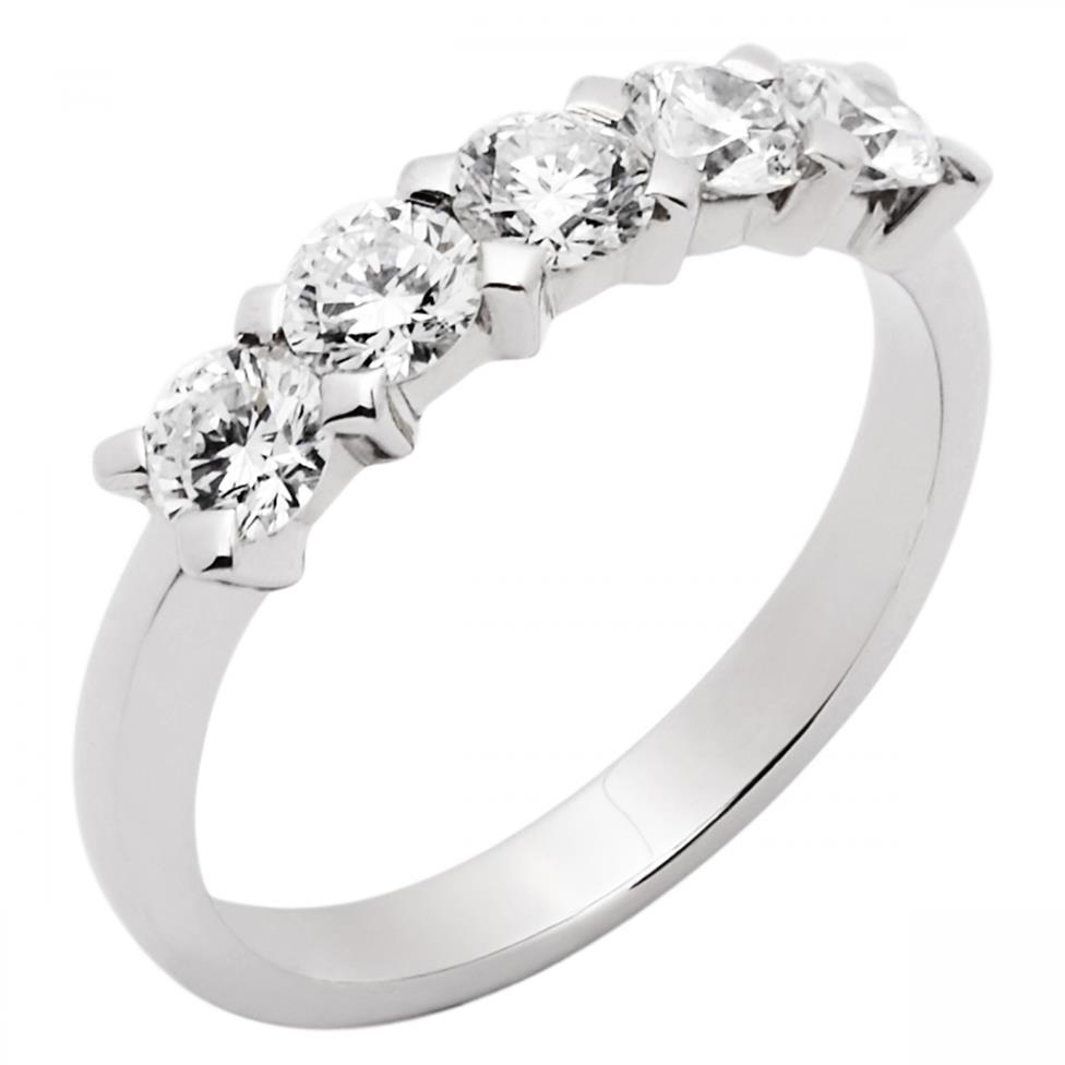 Platinum Five Stone 1.00ct Diamond Half Eternity Ring Thumbnail Image 0