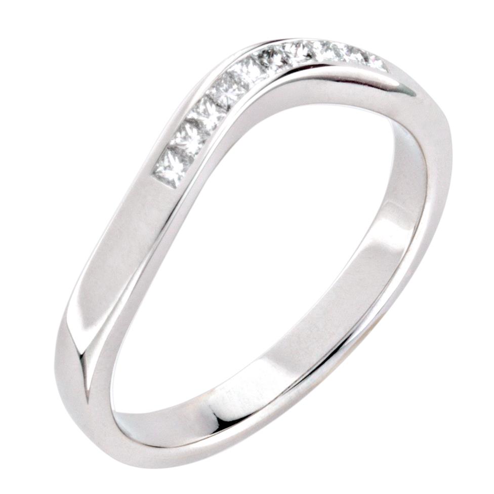 Platinum Princess Cut Diamond Set Shaped Wedding Ring 0.19ct Thumbnail Image 0