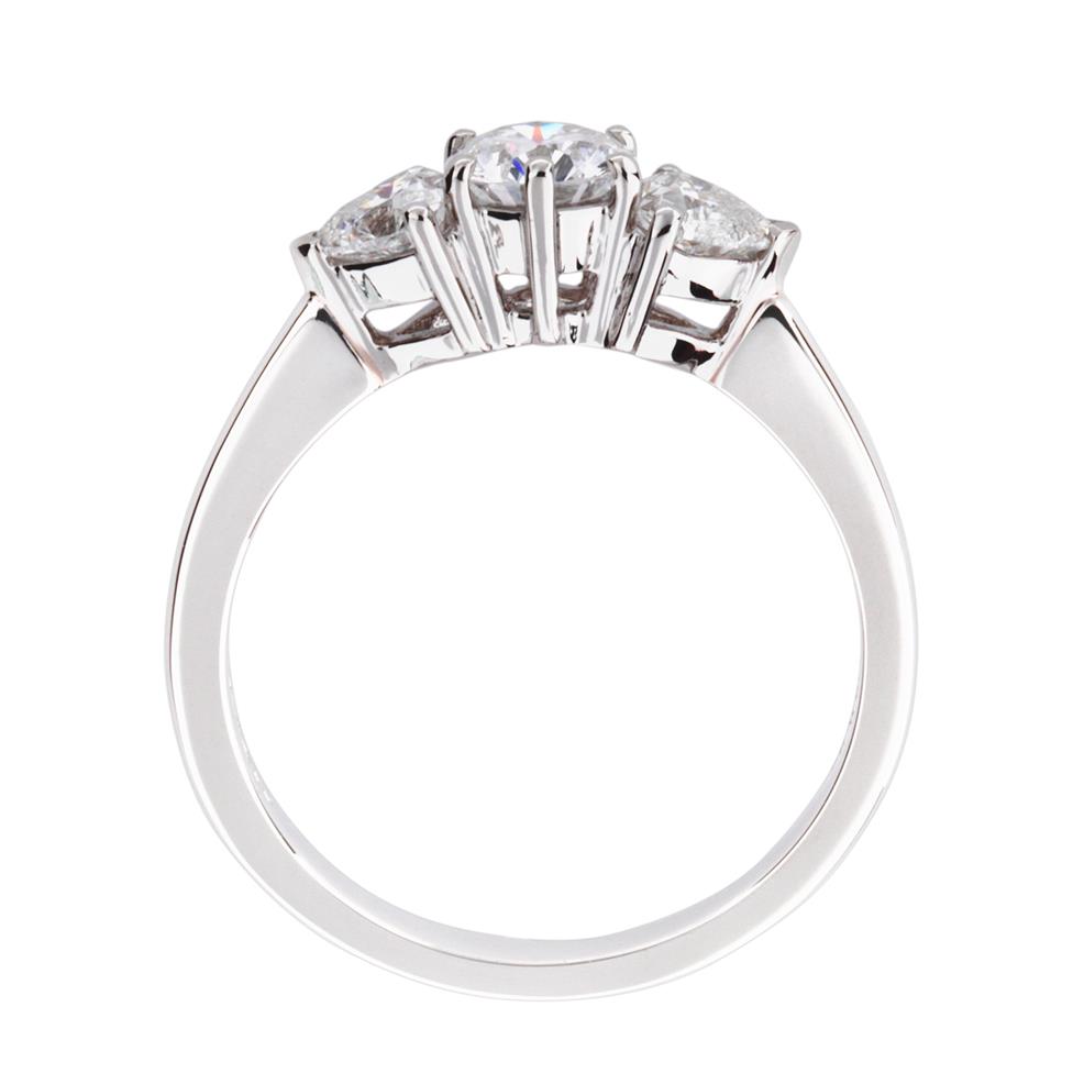 Platinum Round and Heart Shape Diamond Three Stone Ring Thumbnail Image 1