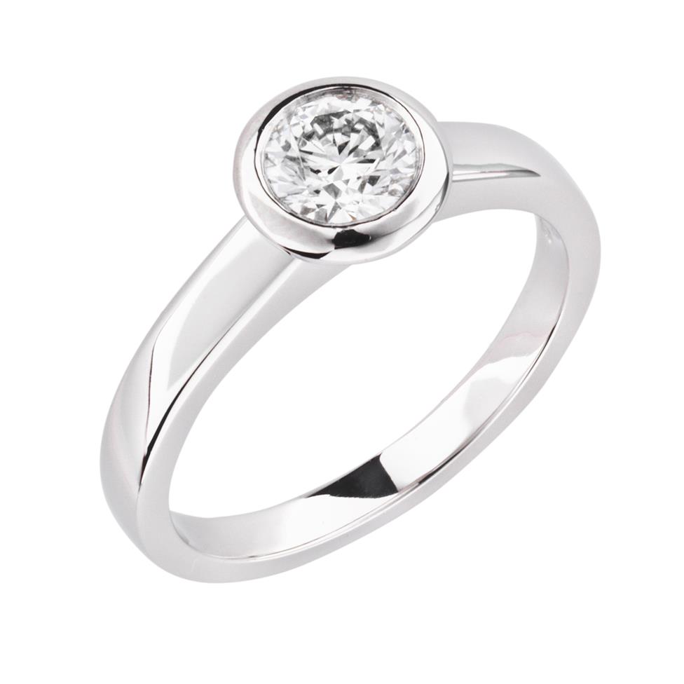 Platinum Rubover 0.40ct Diamond Modern Solitaire Ring Thumbnail Image 0
