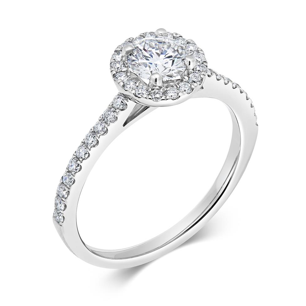 Platinum Diamond Halo Engagement Ring 0.85ct Thumbnail Image 0