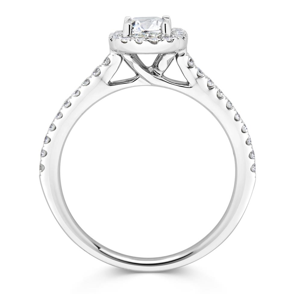 Platinum Cushion Cut Diamond Halo Engagement Ring 0.85ct Thumbnail Image 2