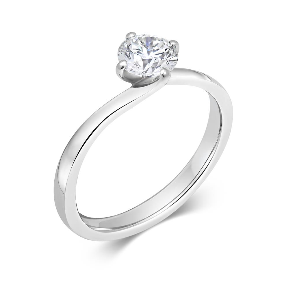 Platinum Twist Design Diamond Solitaire Engagement Ring 0.70ct Thumbnail Image 0