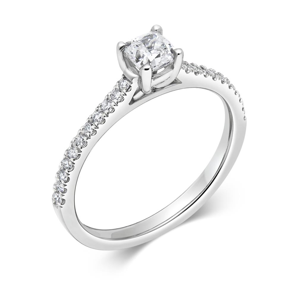 Platinum Cushion Cut Diamond Solitaire Engagement Ring 0.48ct Thumbnail Image 0