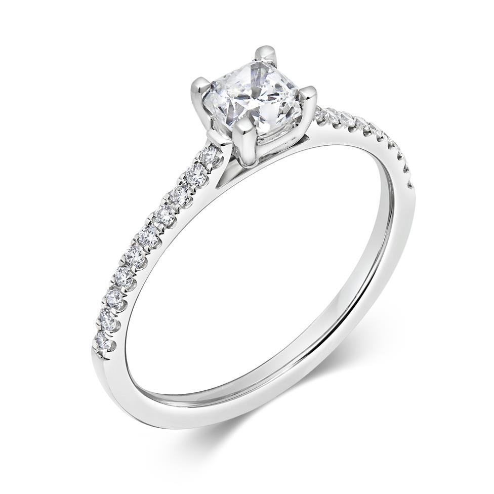Platinum Cushion Cut Diamond Solitaire Engagement Ring 0.70ct Thumbnail Image 0