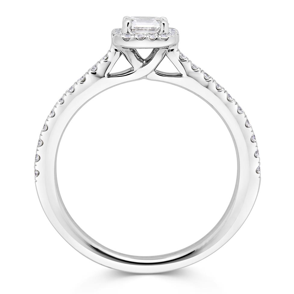 Platinum Asscher Cut Diamond Halo Engagement Ring 0.63ct Thumbnail Image 1