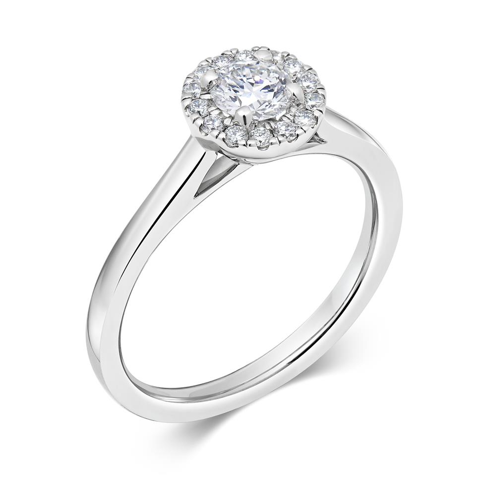 Platinum Diamond Halo Engagement Ring 0.48ct Image 1