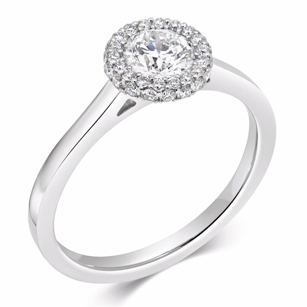Platinum Collet Detail Diamond Halo Engagement Ring 0.69ct Thumbnail Image 0
