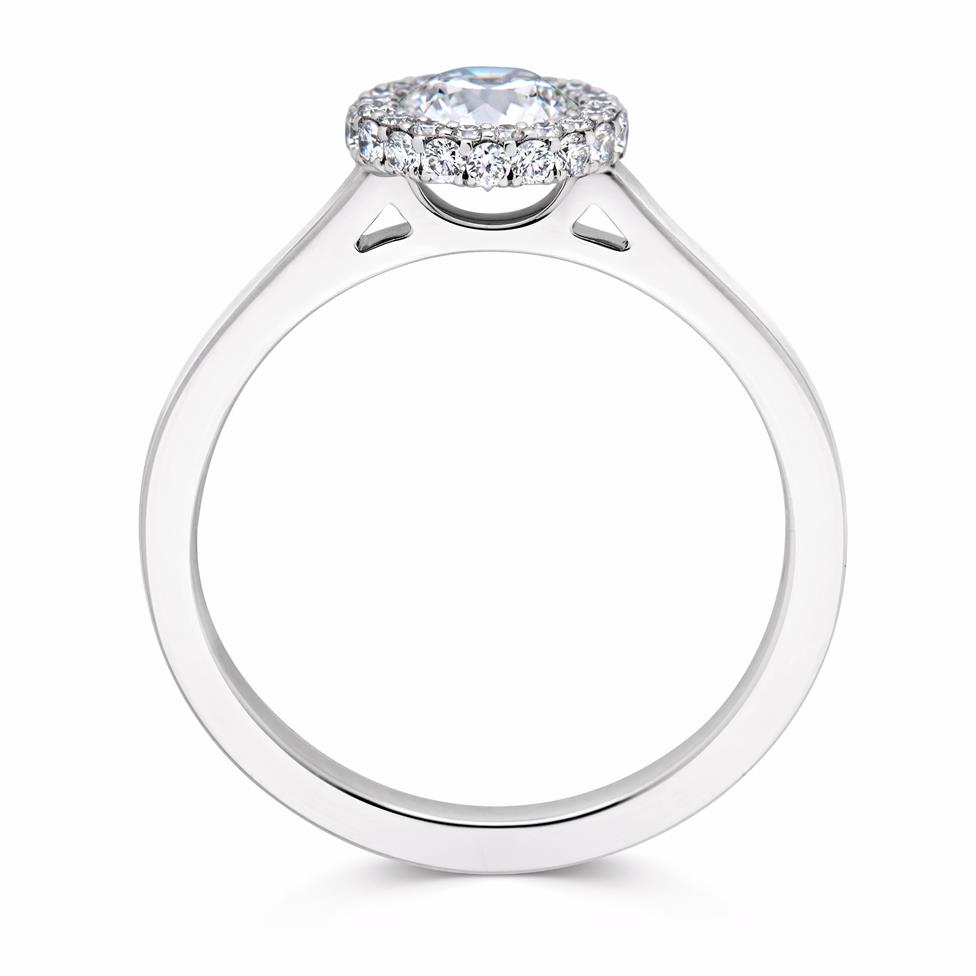 Platinum Collet Detail Diamond Halo Engagement Ring 0.69ct Thumbnail Image 1