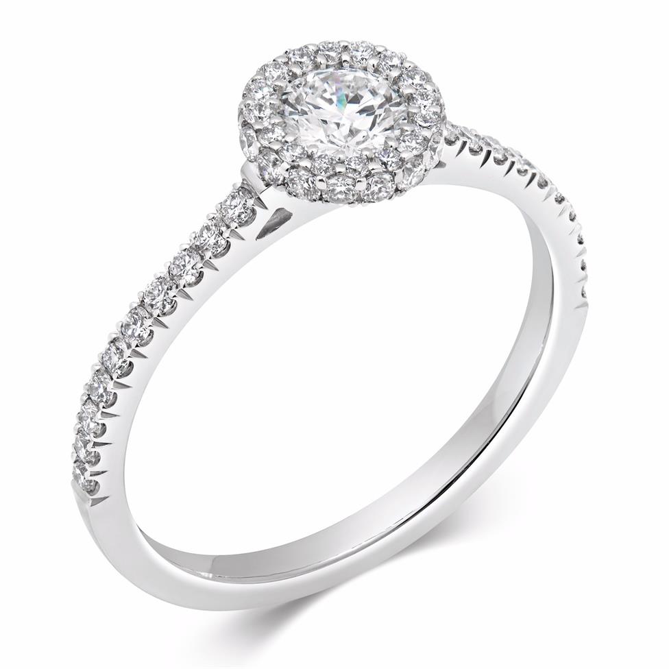 Platinum Diamond Castel Set Halo Engagement Ring 0.47ct Thumbnail Image 0