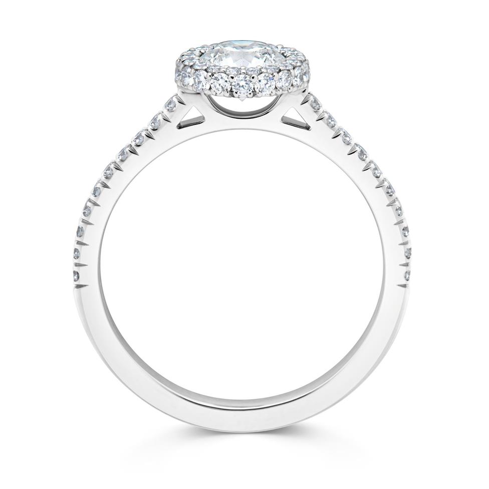 Platinum Diamond Castel Set Halo Engagement Ring 0.77ct Thumbnail Image 1