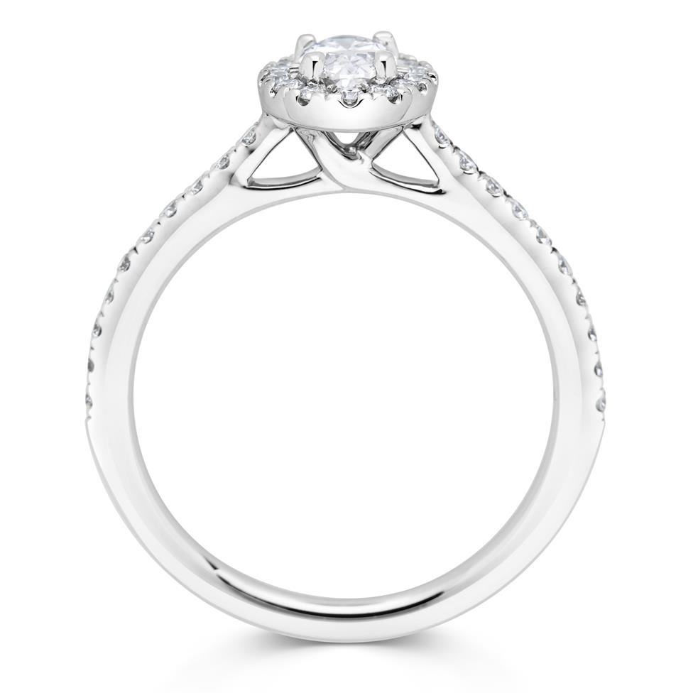 Platinum Oval Diamond Halo Engagement Ring 0.60ct Thumbnail Image 2