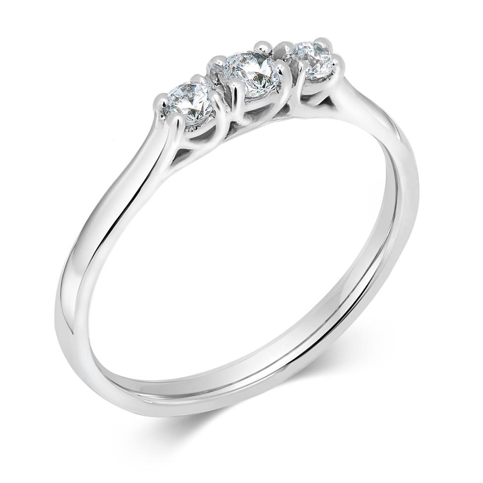 Platinum Diamond Three Stone Engagement Ring 0.25ct Image 1