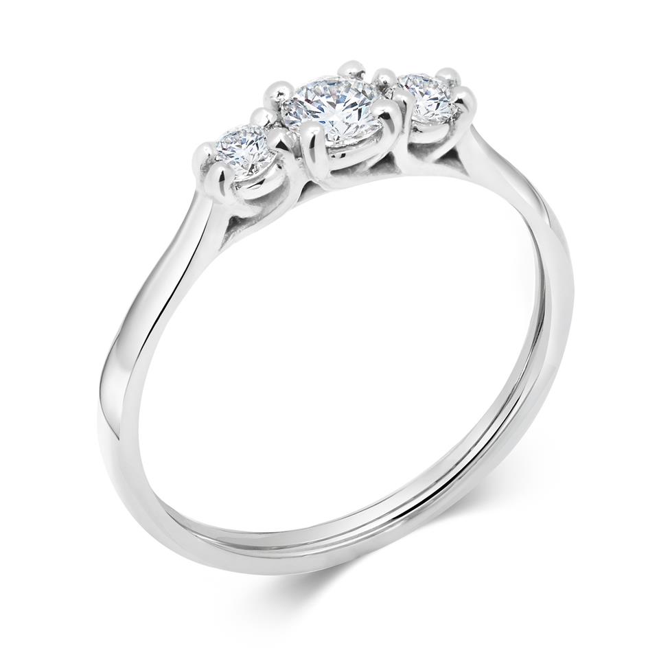 Platinum Diamond Three Stone Engagement Ring 0.33ct Thumbnail Image 0