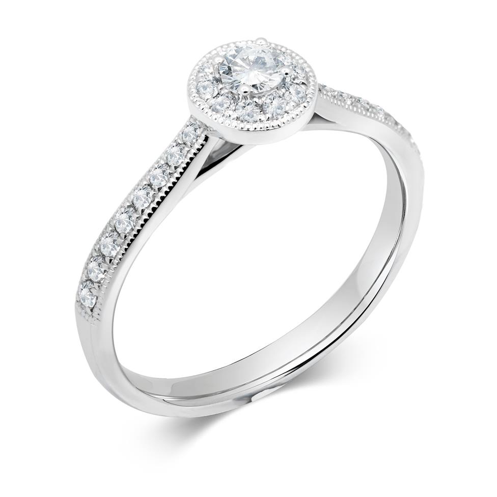 Platinum Diamond Halo Engagement Ring 0.34ct Thumbnail Image 0