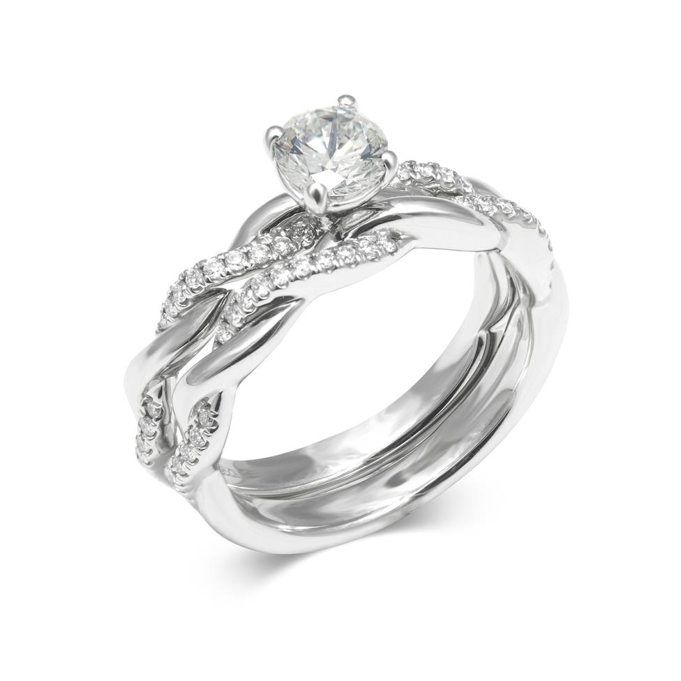 Platinum Plait Design Diamond Set Wedding Ring 0.14ct Thumbnail Image 3