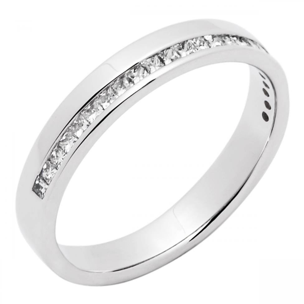 Platinum Modern Diamond Half Channel Wedding Ring Thumbnail Image 0