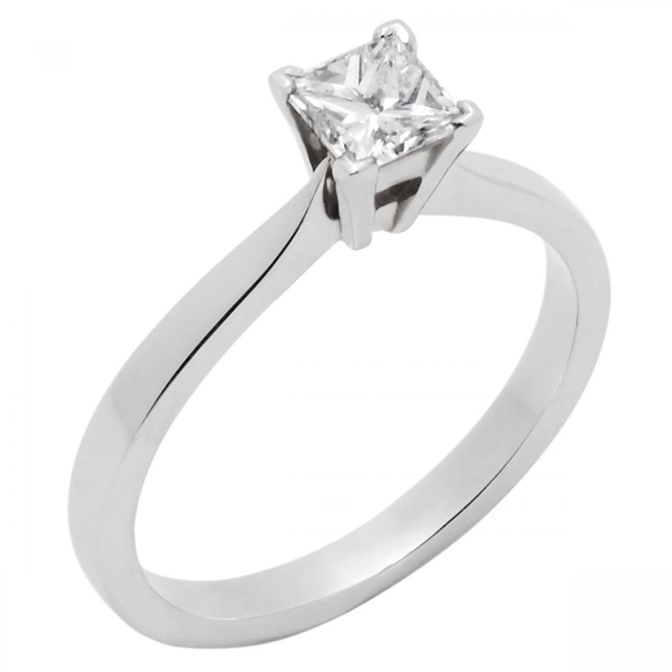 Platinum Classic Tapered Shoulder 0.50ct Diamond Solitaire Ring Thumbnail Image 0