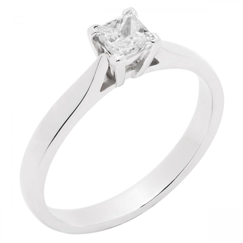 Platinum Classic Tapered Shoulder 0.40ct Diamond Solitaire Ring Thumbnail Image 0