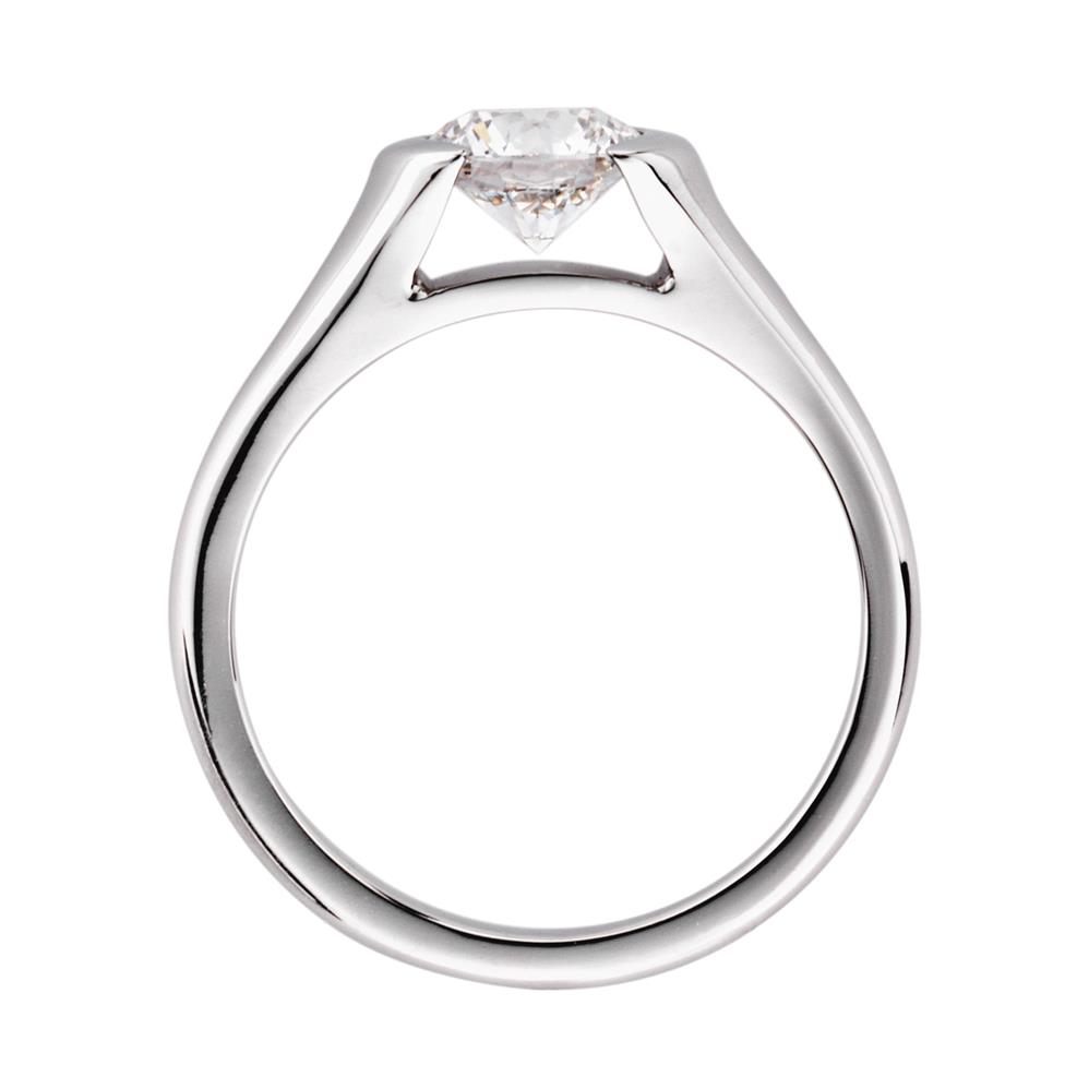 Platinum Contemporary Rubover 0.90ct Diamond Solitaire Ring | Pravins ...