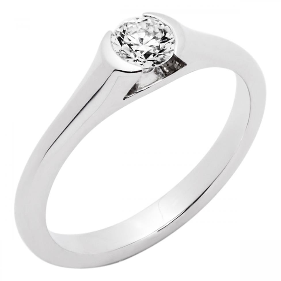 Platinum Contemporary Rubover 0.30ct Diamond Solitaire Ring Thumbnail Image 0