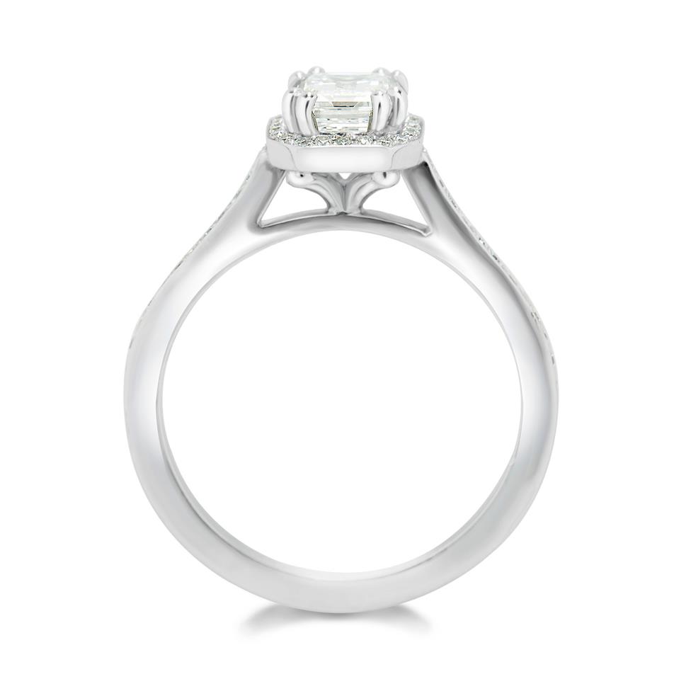 Platinum Octagon Shape Diamond Halo Engagement Ring 1.22ct Thumbnail Image 1