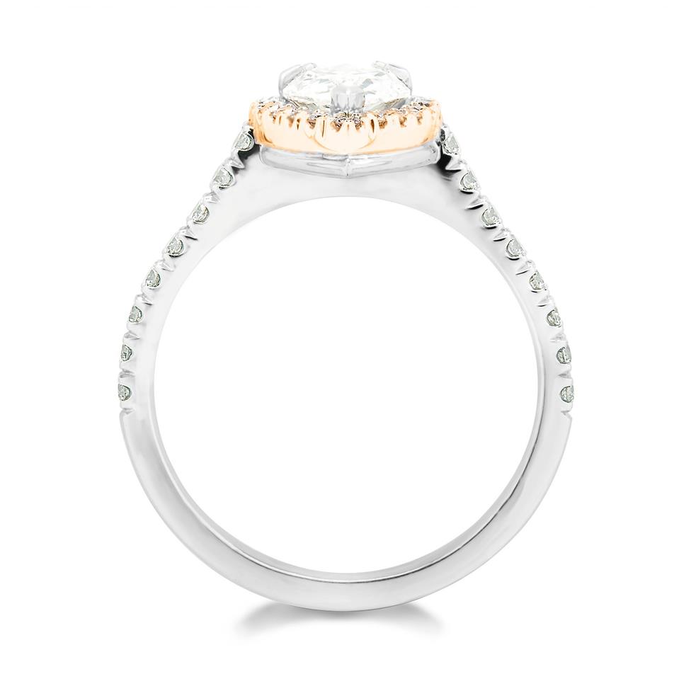 Platinum Pear Shape Diamond Engagement Ring with Pink Diamond Halo Thumbnail Image 1