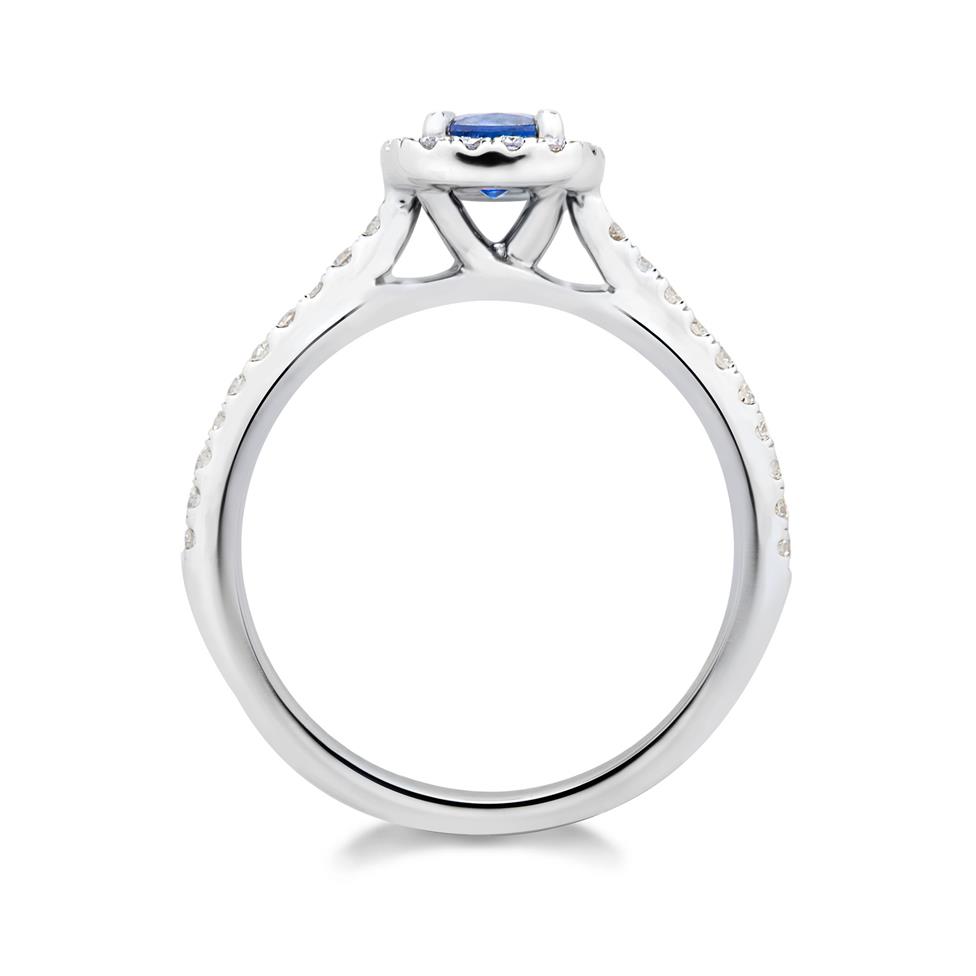 Platinum Cushion Cut Sapphire and Diamond Ring Thumbnail Image 1