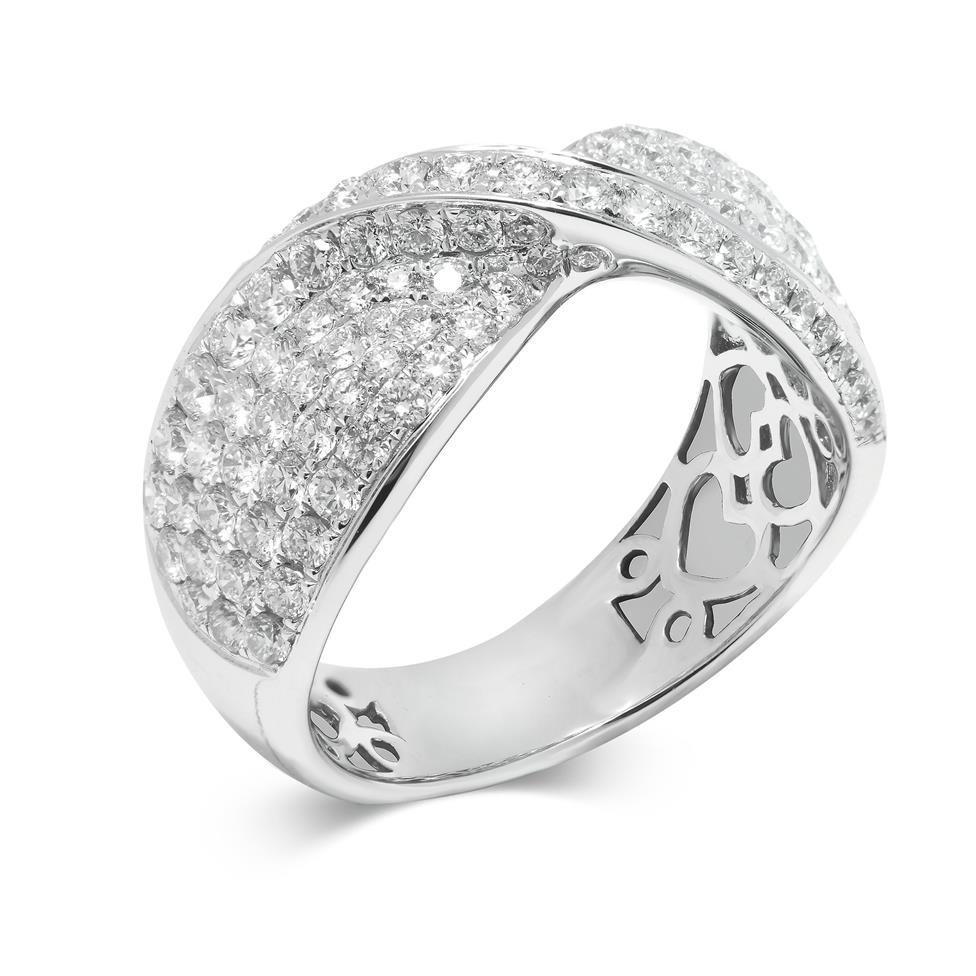 18ct White Gold Crossover Diamond Dress Ring Image 1