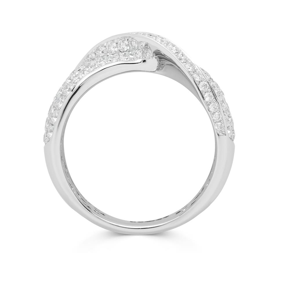 18ct White Gold Crossover Diamond Dress Ring Thumbnail Image 2