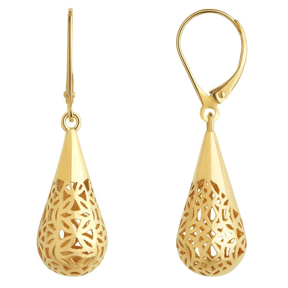 9ct Yellow Gold Teardrop Drop Earrings | Pravins Jewellers