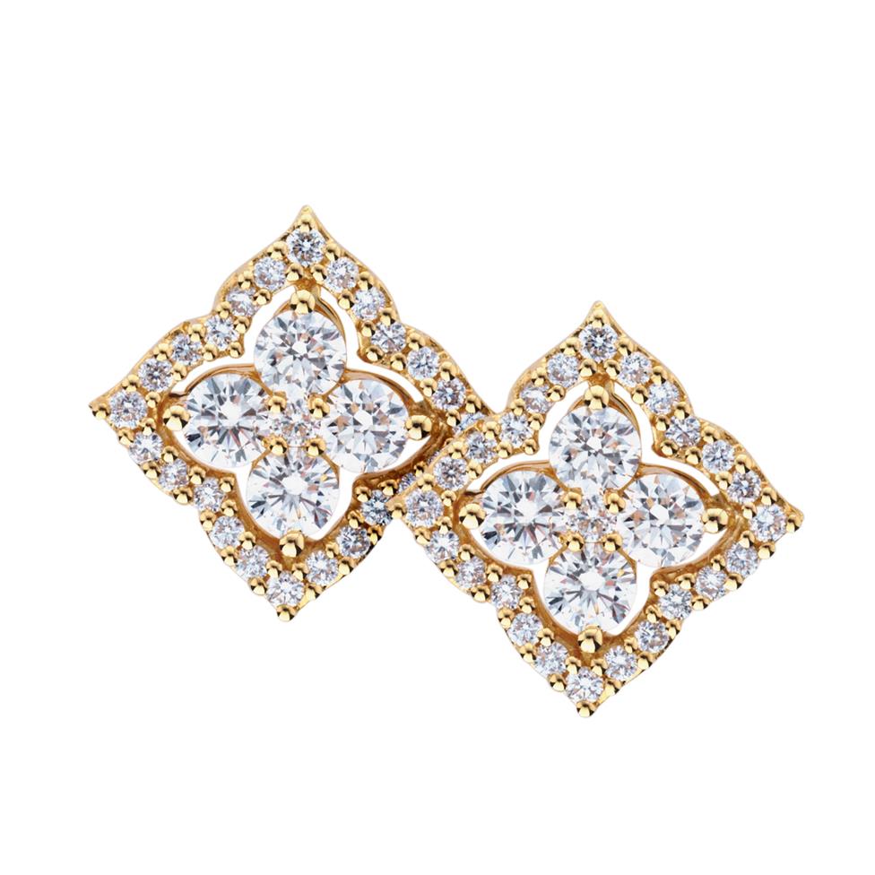 18ct Yellow Gold Moroccan Inspired Diamond Earrings Thumbnail Image 0