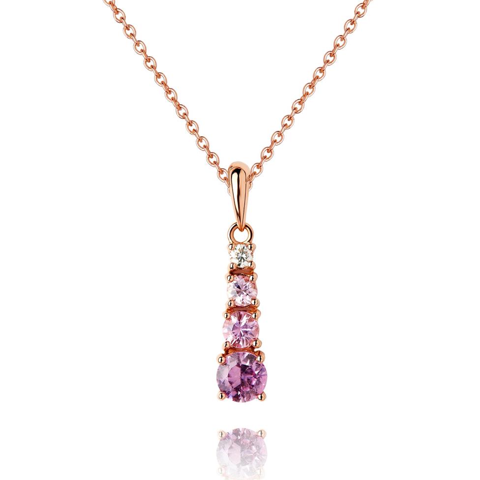 Bonbon 18ct Rose Gold Pink Sapphire and Diamond Pendant Thumbnail Image 0