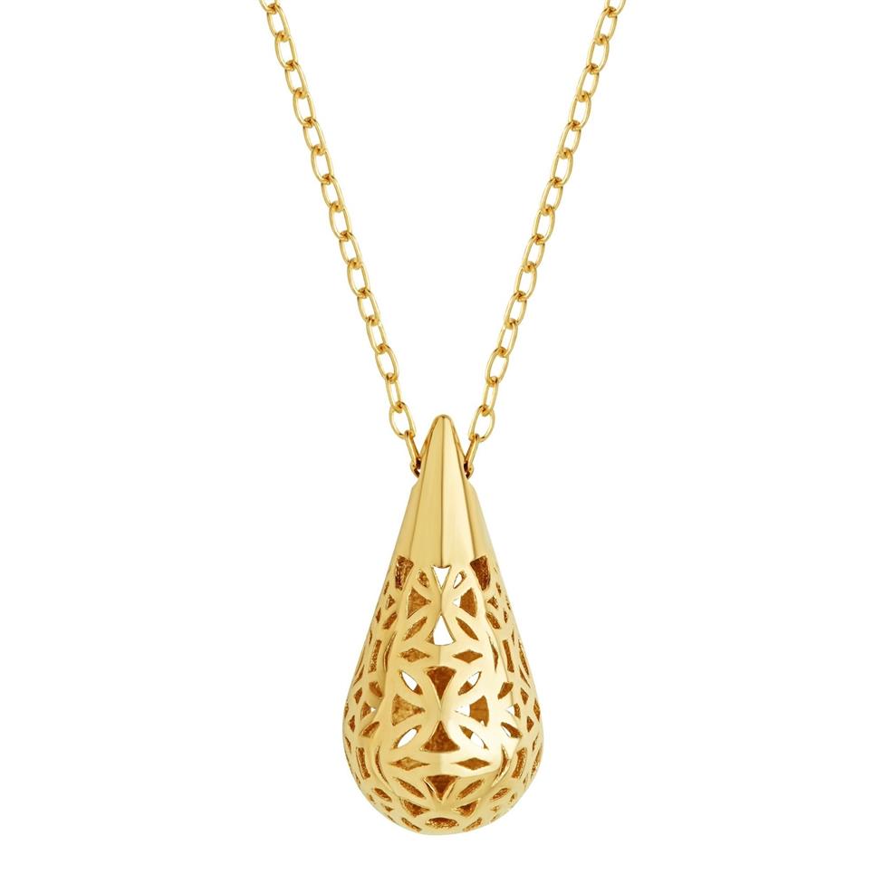 9ct Yellow Gold Teardrop Cut-Out Necklace Thumbnail Image 0