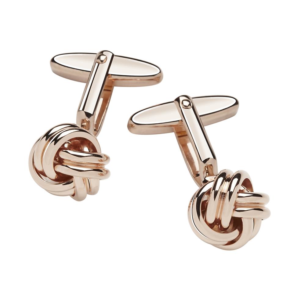 Rose Gold Plated Knot Design Cufflinks Thumbnail Image 0