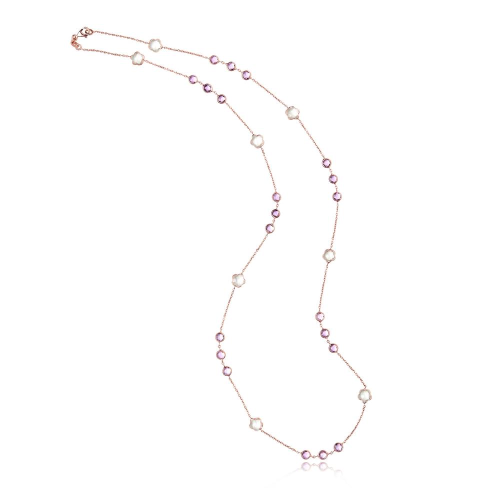 Bloom 18ct Rose Gold Amethyst Necklace 60cm Thumbnail Image 0