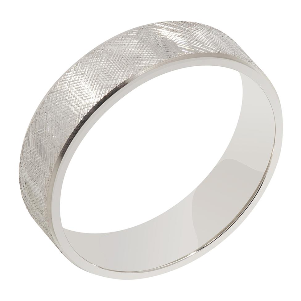 Palladium Criss-Cross Pattern Wedding Ring Thumbnail Image 0