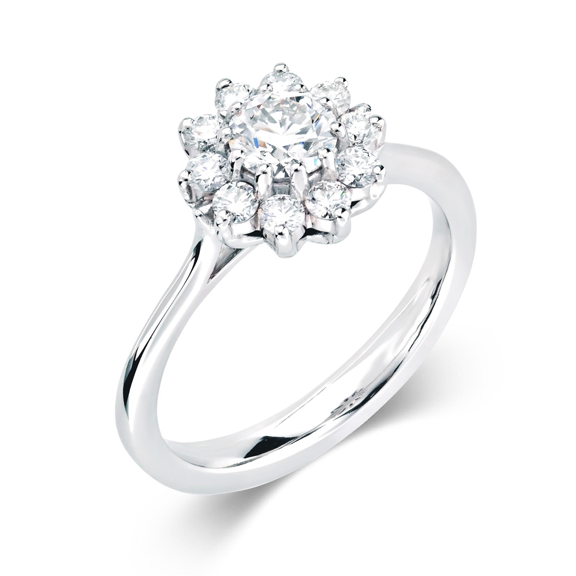 Platinum Elegant 0.85ct Flower Diamond Cluster Ring | Pravins Jewellers