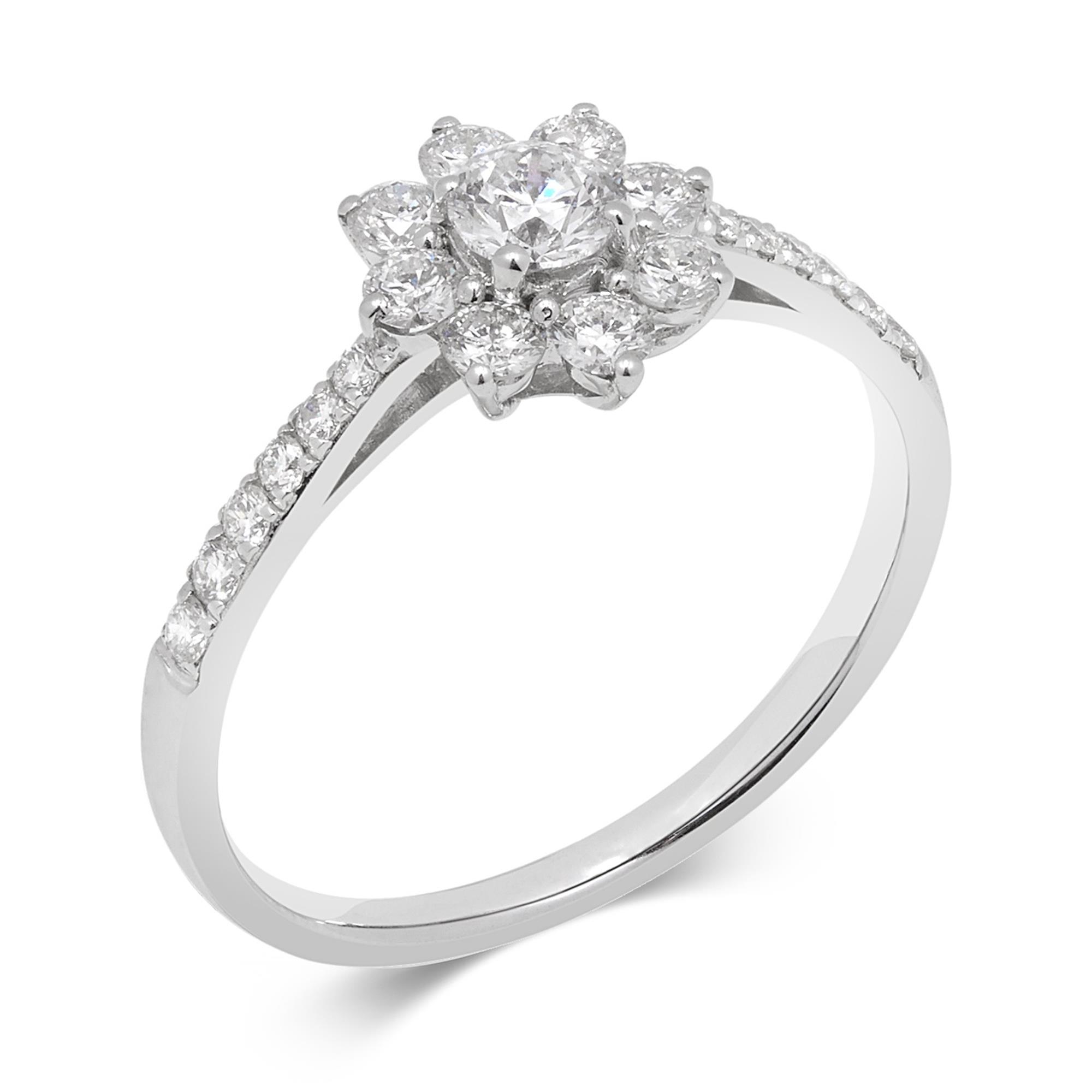 French Vintage Style .70 Carat Diamond Cluster Ring