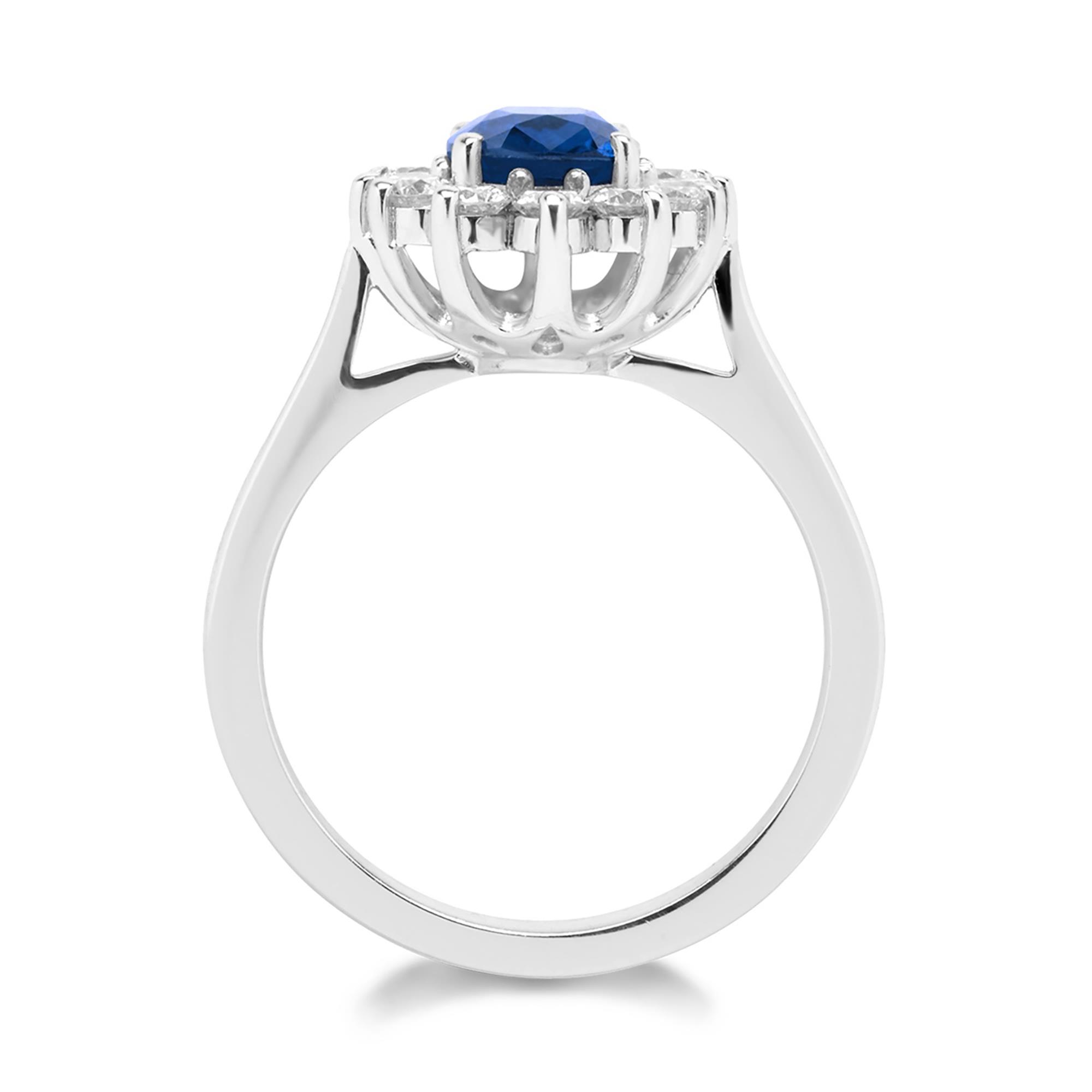 Oval Sapphire and Diamond Cluster Engagement Ring | Pravins