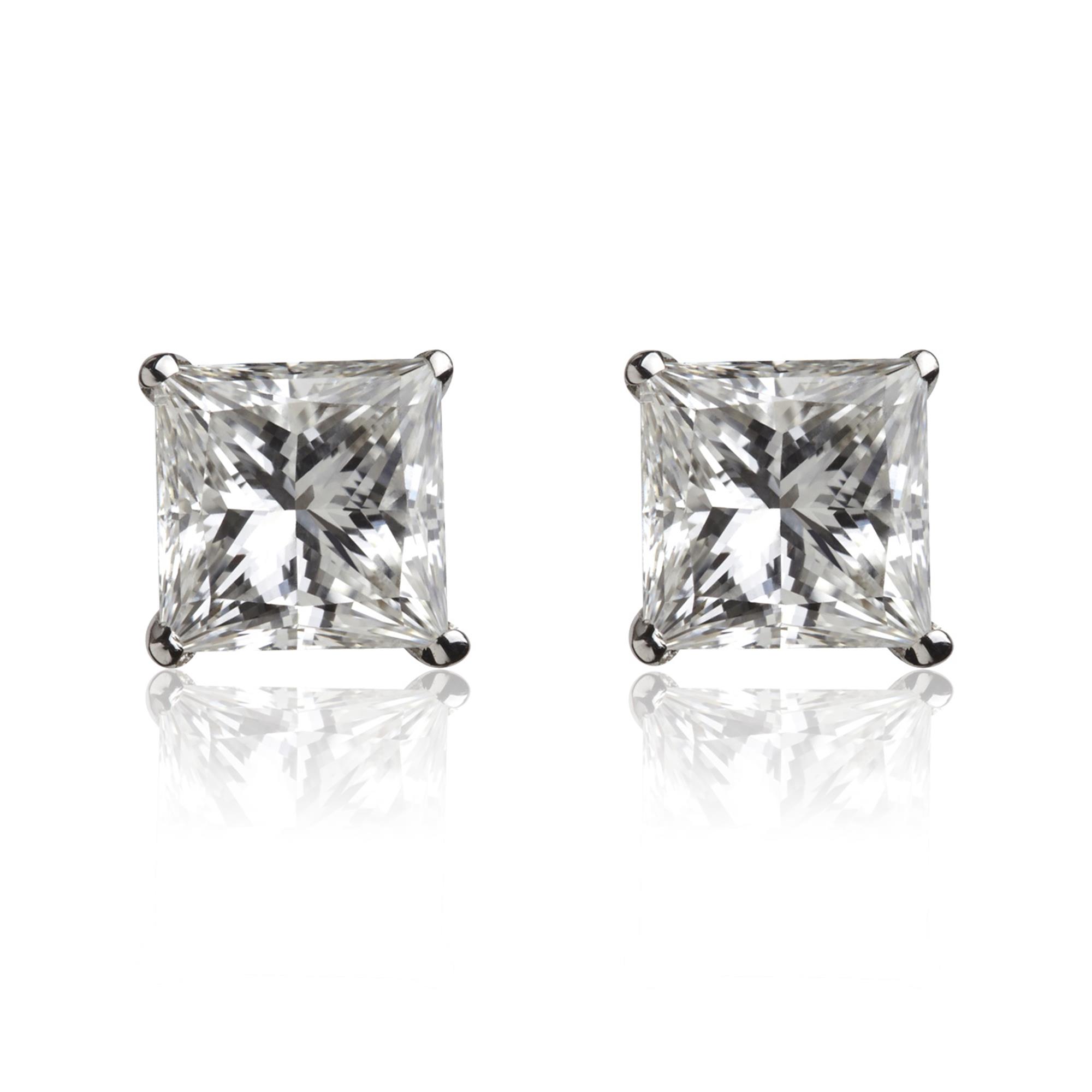 Princess Cut Diamond Solitaire Stud Earrings 0.20ct | Pravins