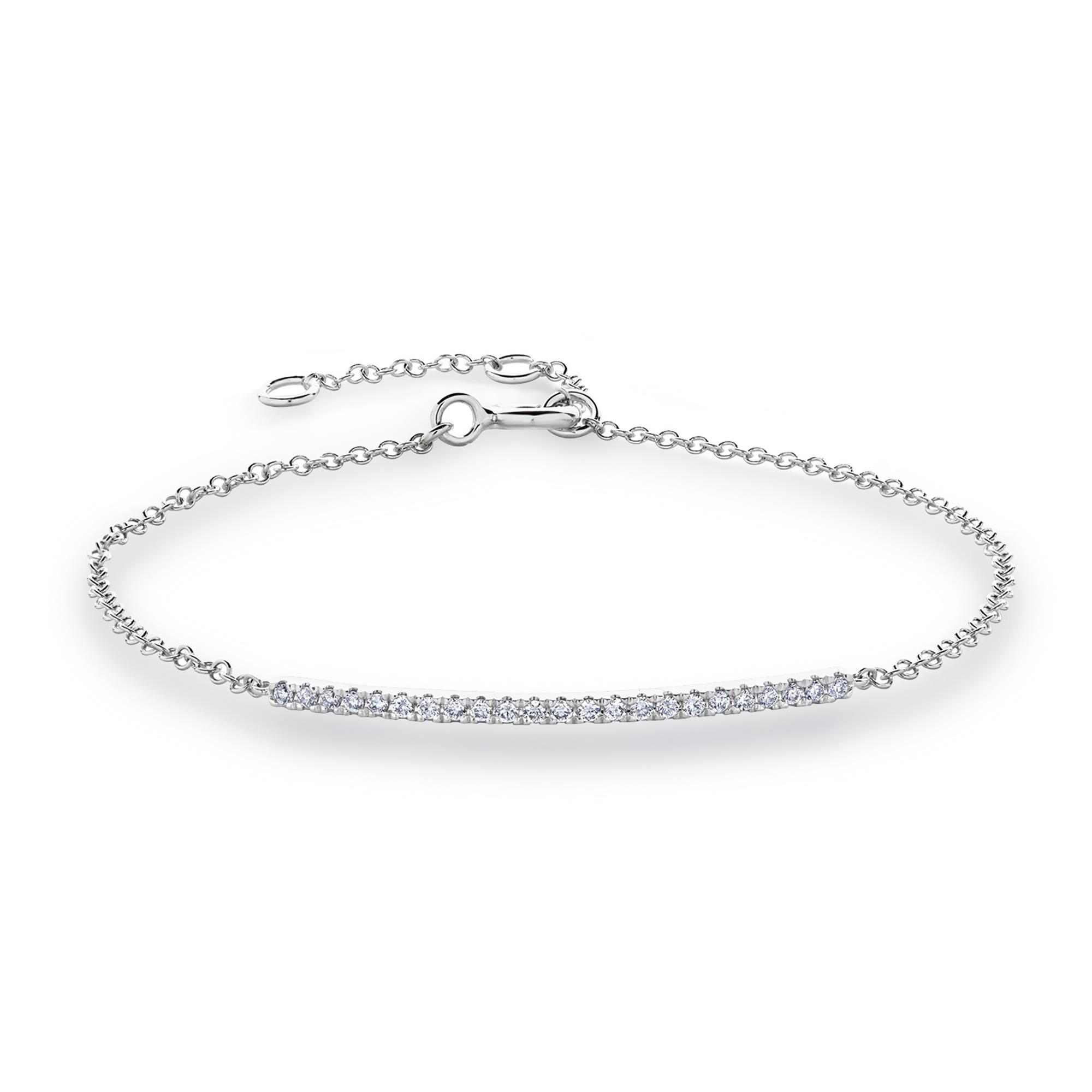 White Gold Double Bracelet with a Diamond Bar  KLENOTA