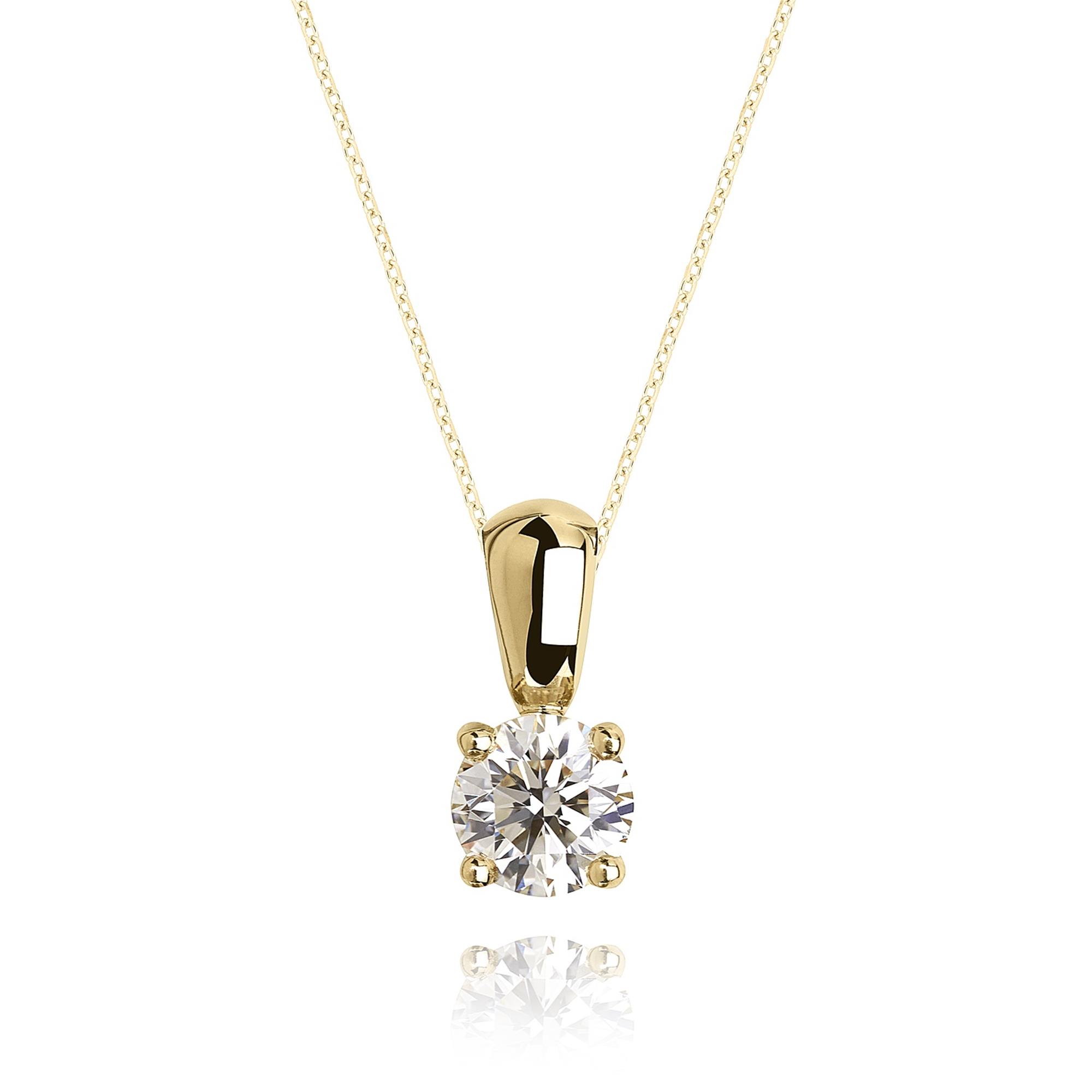 18ct Yellow Gold Classic Diamond Solitaire Pendant Pravins Jewellers