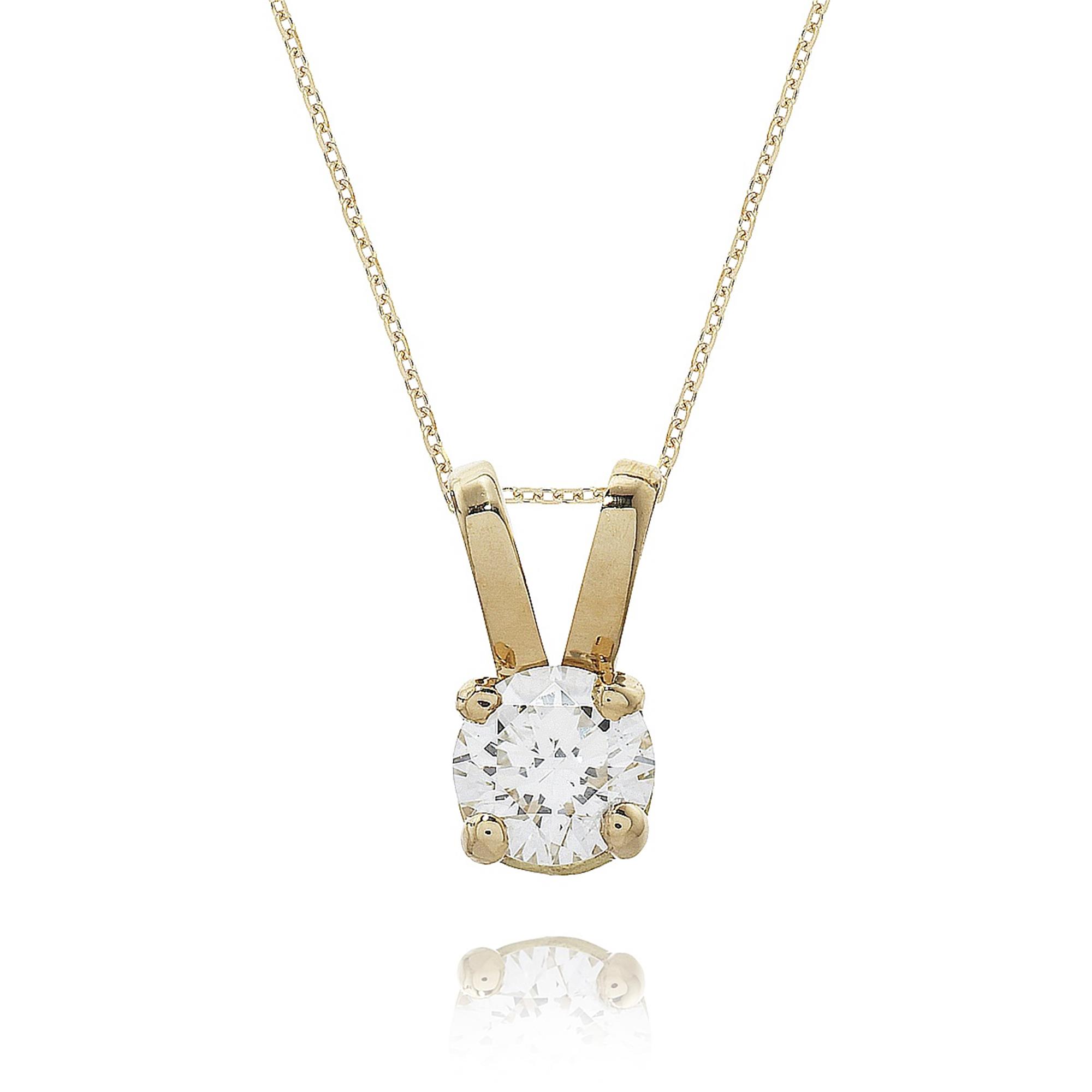 18ct Yellow Gold Four Claw Solitaire Pendant | Pravins Jewellers