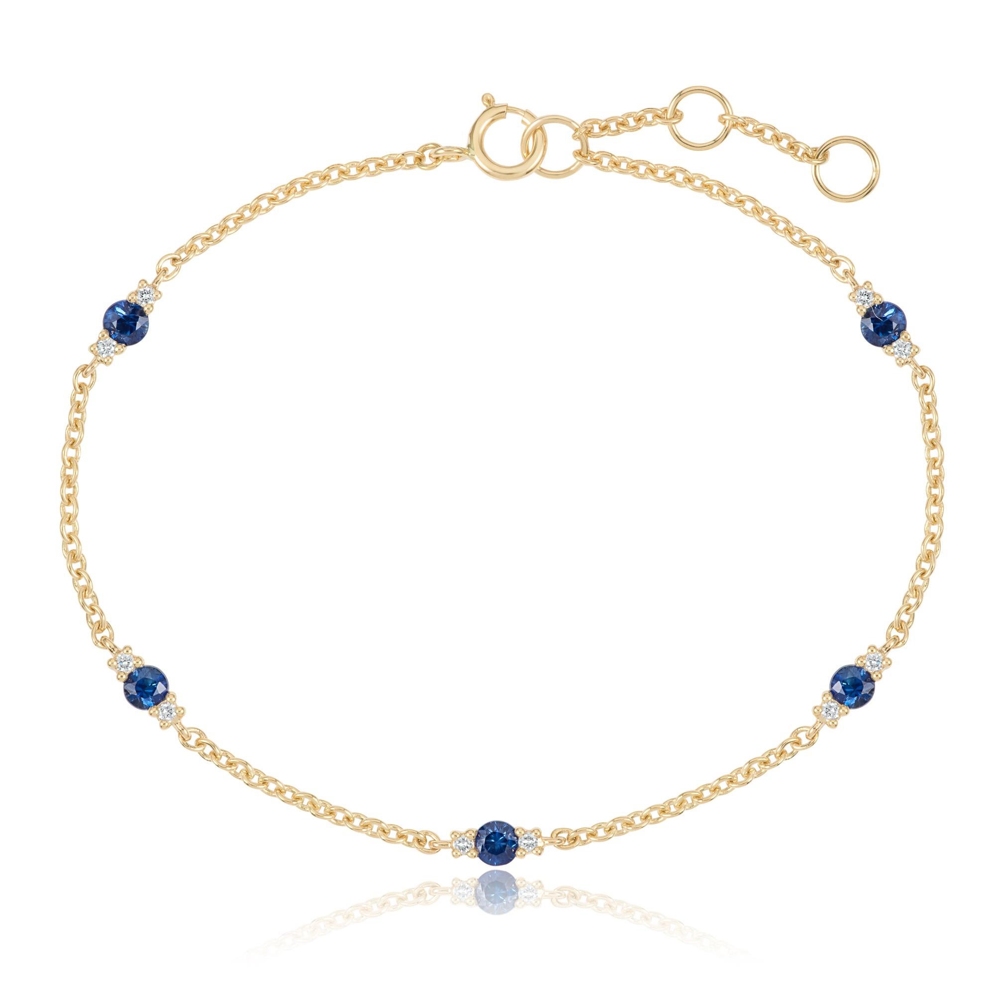18K Yellow Gold Blue Sapphire Bracelet Diamond Gemstone - Etsy Australia