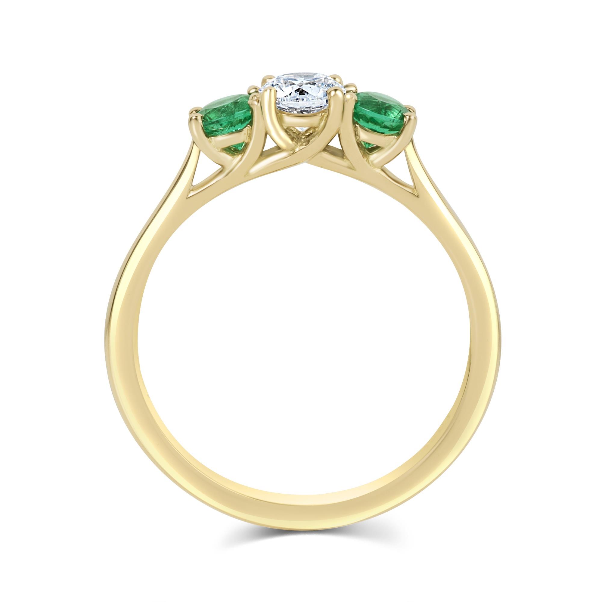Diamond and Emerald Three Stone Ring | Pravins