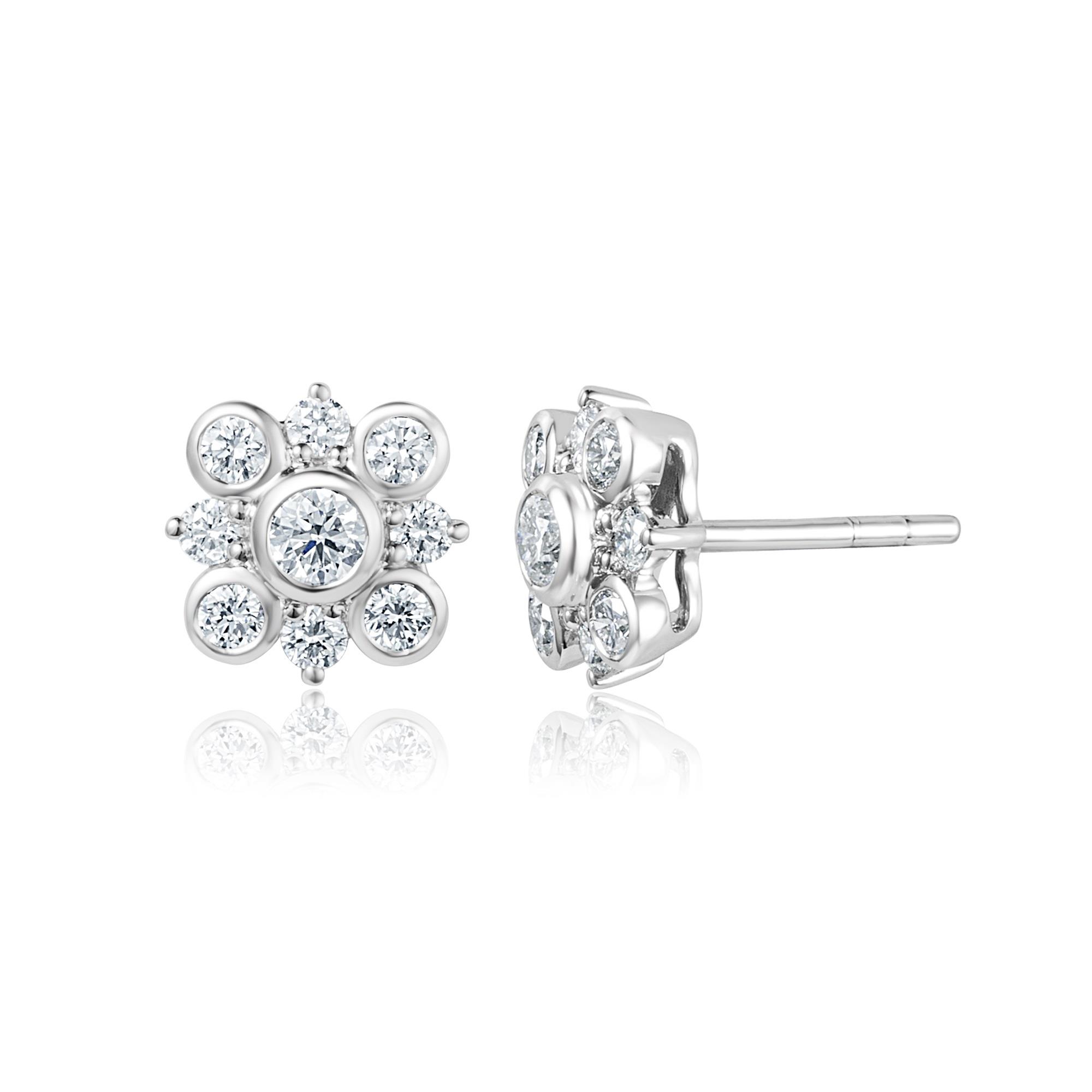 RJ9YECLUS33GH 9ct Two Tone Diamond Cluster Stud Earrings  Greymouth  Showcase Jewellers